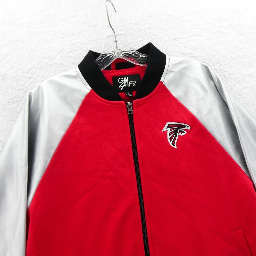 GIII Jacket Women Medium Atlanta Falcons Red Silver Vintage Y2K Deadstock Zip Up